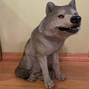 Siberian husky dog large statue collectable Signed 19”14”